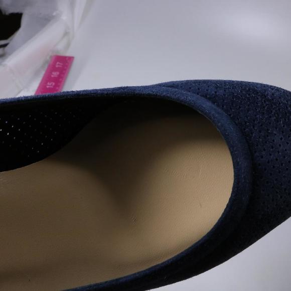 Incastrana 55mm navy blue Perforated Padded Insole Round pumps d509 - Picture 6 of 11